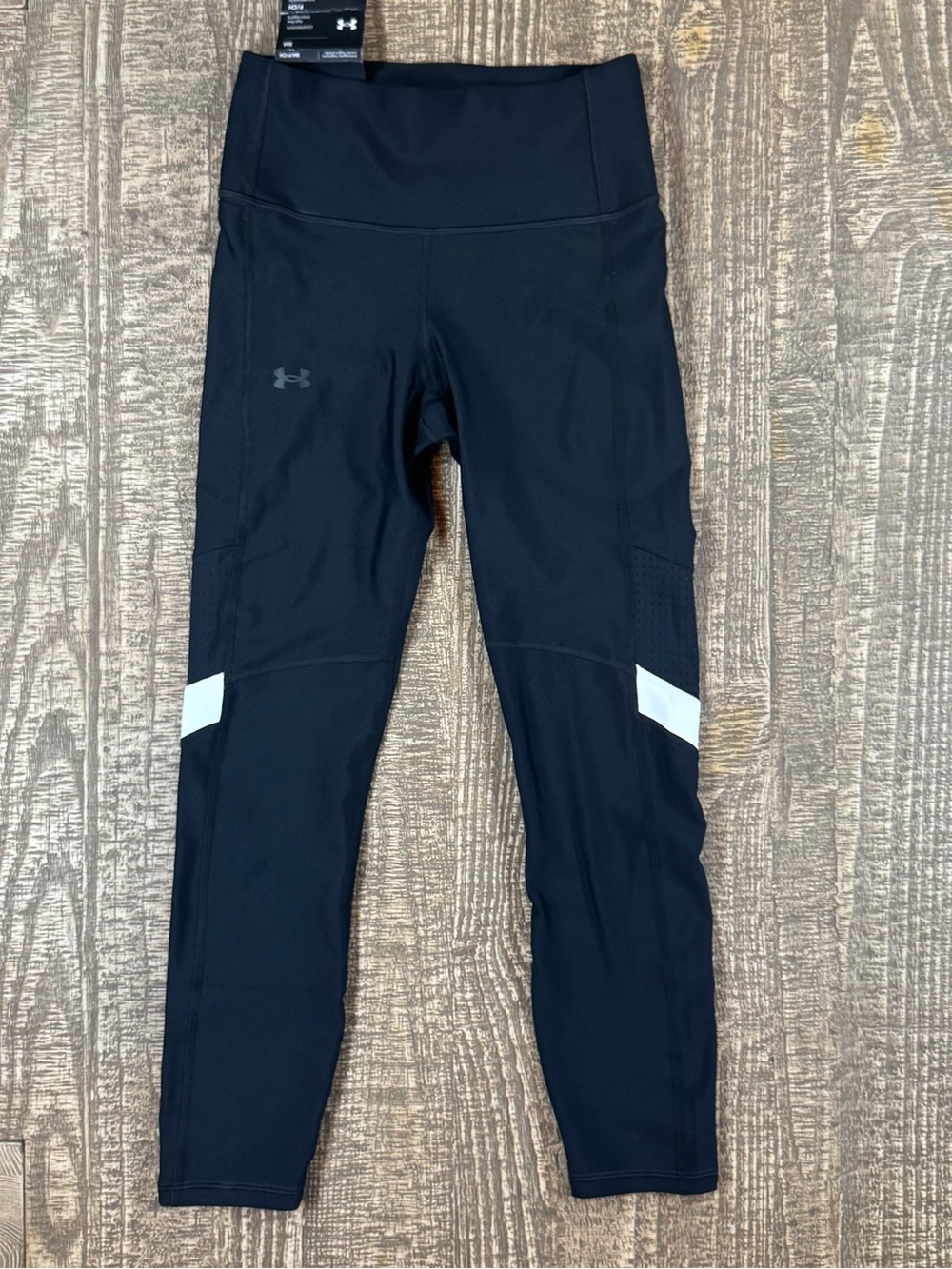NWT Under Armour Black Ankle Compression Leggings with White Accents